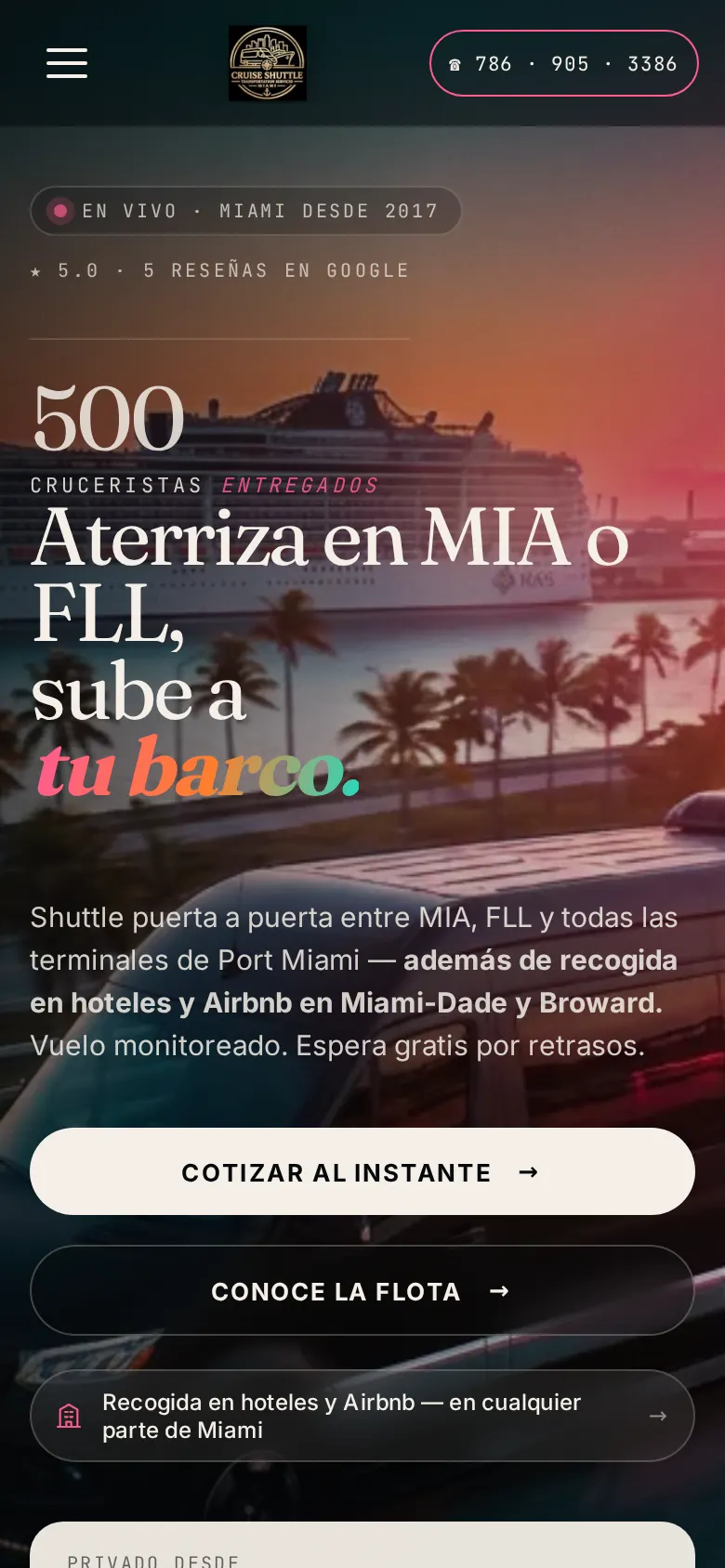 The Spanish homepage on a phone