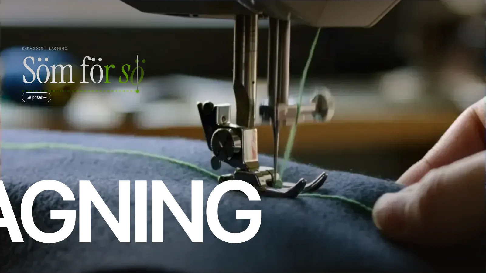The sewing machine scene with the title Söm för söm